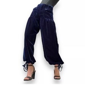 Free People We The Free Blue Velvet Lotus Pants 26 Wide Leg Boho